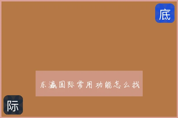 东瀛国际常用功能怎么找